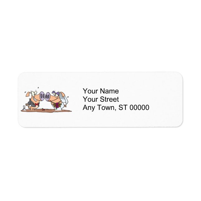 funny cute silly wedding pigs bride groom label (Front)