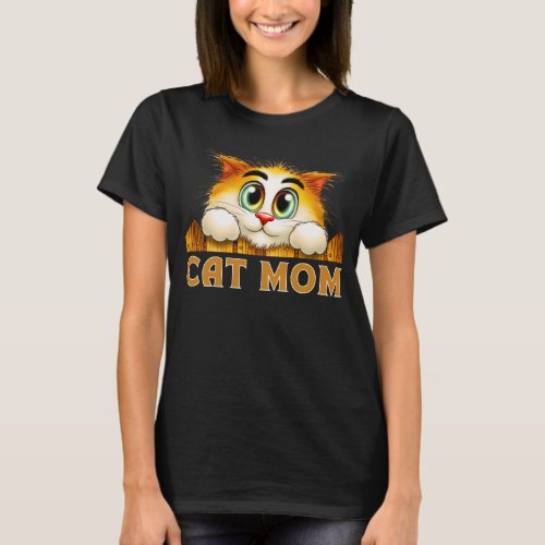 Funny Cute Simple Cat Mom  T_Shirt