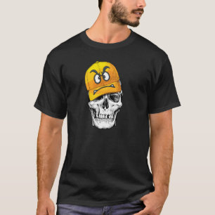 Funny Cute Skull Wears Angry Yellow Cap Graphic Pu T-Shirt
