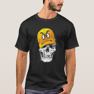 Funny Cute Skull Wears Angry Yellow Cap Graphic T-Shirt
