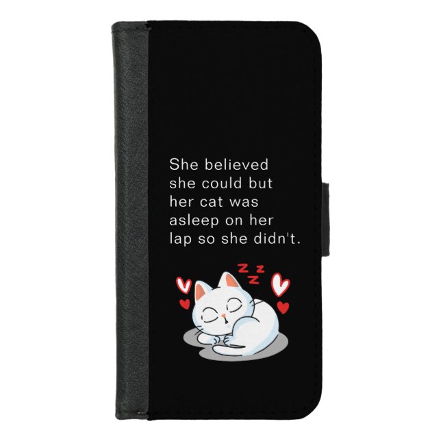 Funny Cute Sleeping Cat Quote For Cat Lovers iPhone Wallet Case (Front)