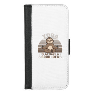 Funny cute sloth doing yoga. funny yoga poses iPhone 8/7 wallet case