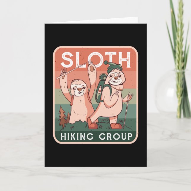 Funny Cute Sloth Hiking Group Hiker Gift Card (Front)
