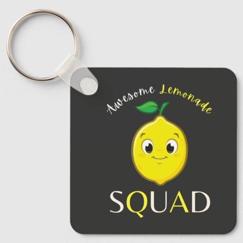 Funny Cute Smiling Lemon Awesome Lemonade Squad  Keychain