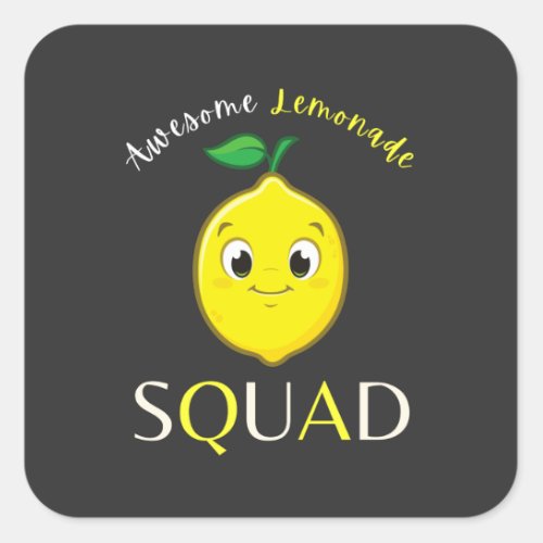 Funny Cute Smiling Lemon Awesome Lemonade Squad  Square Sticker