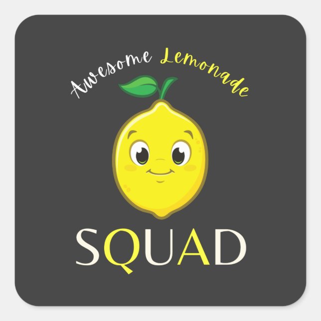 Funny Cute Smiling Lemon Awesome Lemonade Squad  Square Sticker (Front)