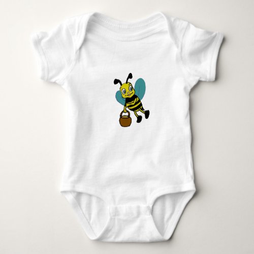 Funny cute smiling watercolor bee  baby bodysuit