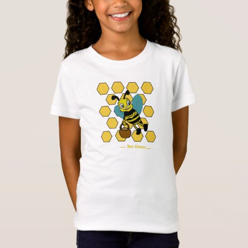 Funny cute smiling watercolor bee  T_Shirt