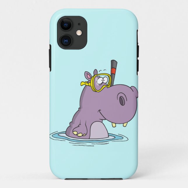 funny cute snorkeling swimming hippo Case-Mate iPhone case (Back)