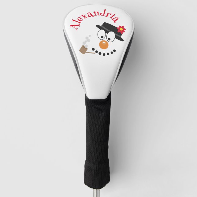 Funny Cute Snowman Face Personalized Christmas Golf Head Cover (Front)