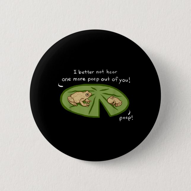 Funny Cute Spring Peeper Frogs Lilly Pad Pond Button (Front)