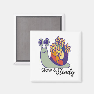 Funny Cute Square Magnet with Snail