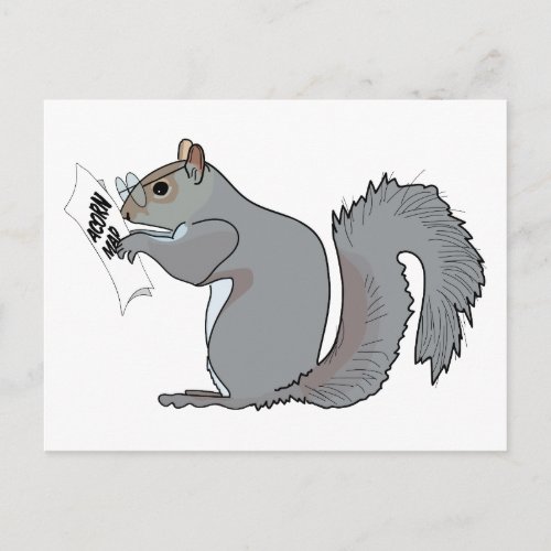 Funny Cute Squirrel Glasses Acorn Map Postcard