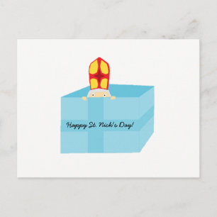 Funny Cute St. Nicholas Dutch Sinterklaas Kids Art Postcard