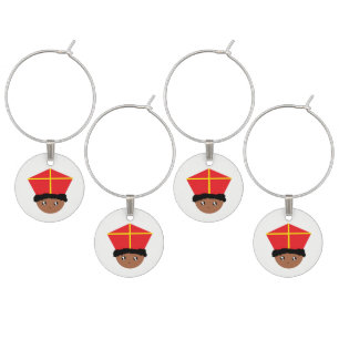 Funny Cute St. Nicholas Miter Friend Zwarte Piet Wine Charm
