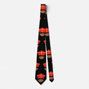 Funny Cute St. Nicholas Miter Zwarte Piet Kids Art Neck Tie