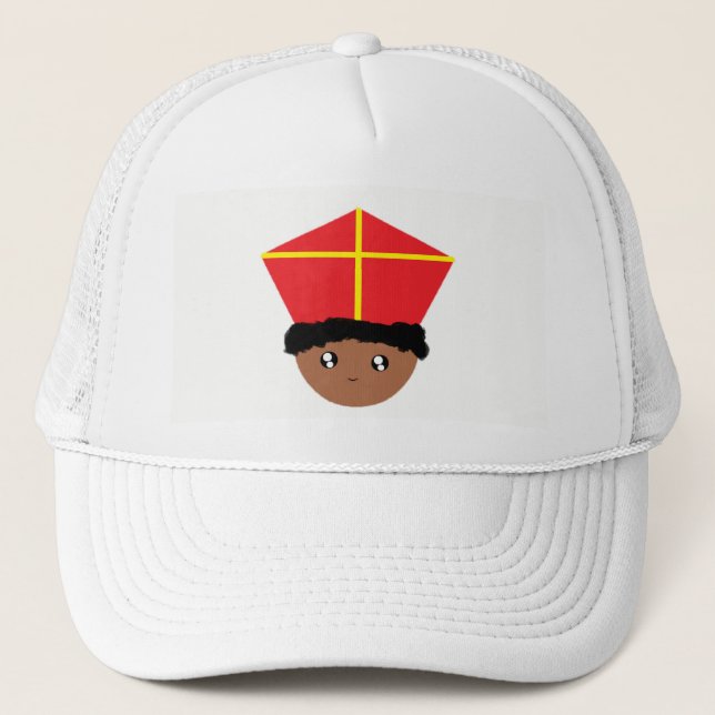 Funny Cute St. Nicholas Miter Zwarte Piet Kids Art Trucker Hat (Front)