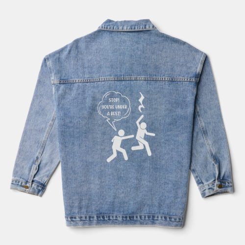 Funny Cute Stop Youre Under A Rest Musical Pun  Denim Jacket