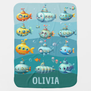 Funny Cute Submarine Pattern Baby Blanket