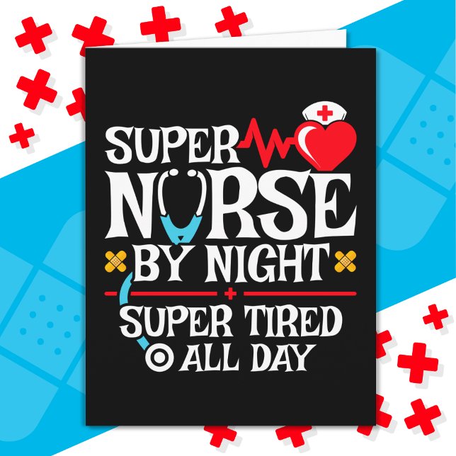 Funny Cute Super Tired Nurse Day Night Shift Card (Creator Uploaded)
