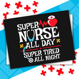 Funny Cute Super Tired Nurse Day Shift Night Postcard