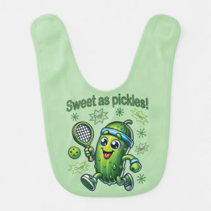 Funny Cute Sweet as Pickles Pickleball Baby Bib