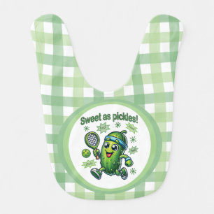 Funny Cute Sweet as Pickles Pickleball Baby Bib