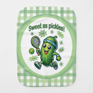 Funny Cute Sweet as Pickles Pickleball Baby Burp Cloth