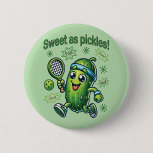 Funny Cute Sweet as Pickles Pickleball Button