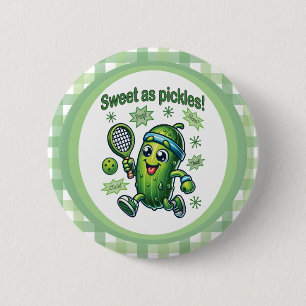 Funny Cute Sweet as Pickles Pickleball Button