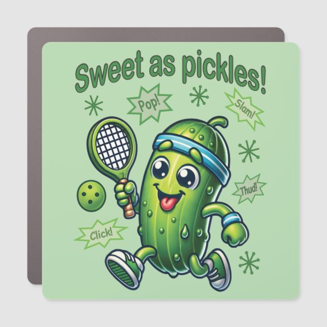 Funny Cute Sweet as Pickles Pickleball Car Magnet (Front)