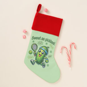 Funny Cute Sweet as Pickles Pickleball Christmas Stocking