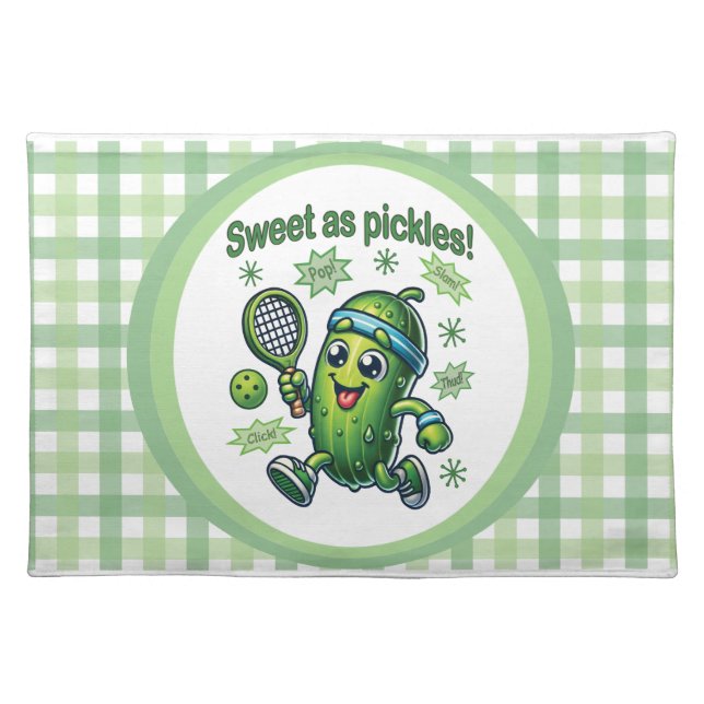 Funny Cute Sweet as Pickles Pickleball Cloth Placemat (Front)