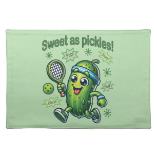 Funny Cute Sweet as Pickles Pickleball Cloth Placemat