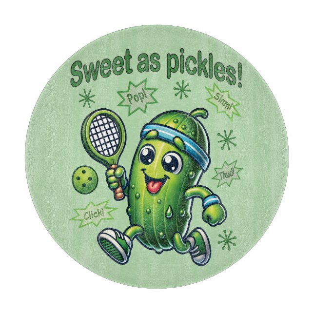 Funny Cute Sweet as Pickles Pickleball Cutting Board (Front)