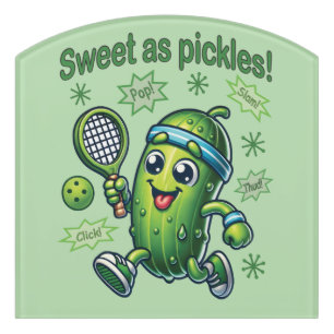 Funny Cute Sweet as Pickles Pickleball Door Sign