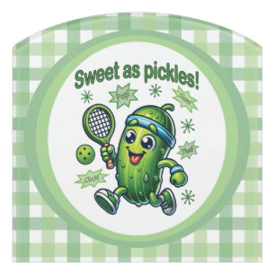 Funny Cute Sweet as Pickles Pickleball Door Sign