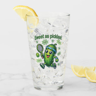Funny Cute Sweet as Pickles Pickleball Glass