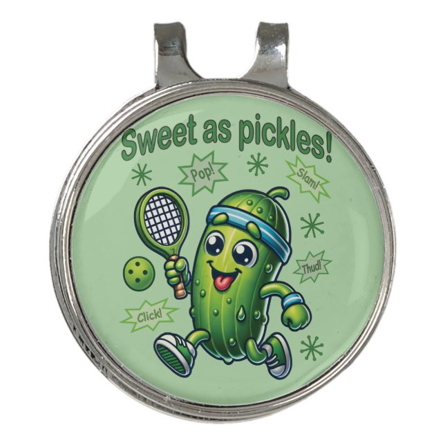 Funny Cute Sweet as Pickles Pickleball Golf Hat Clip (Front)