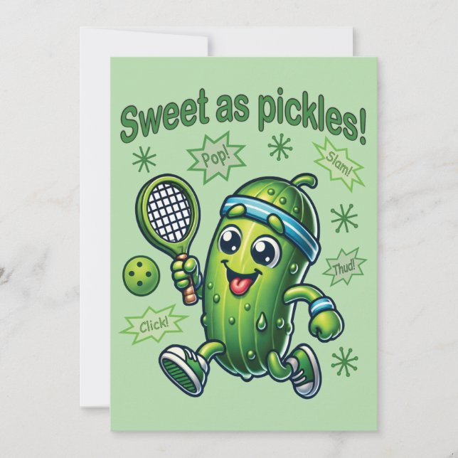 Funny Cute Sweet as Pickles Pickleball Invitation (Front)
