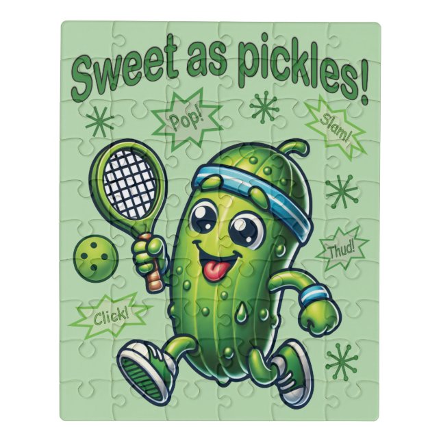 Funny Cute Sweet as Pickles Pickleball Jigsaw Puzzle (Puzzle Vertical)