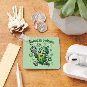 Funny Cute Sweet as Pickles Pickleball Keychain