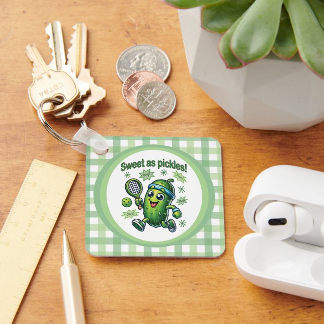 Funny Cute Sweet as Pickles Pickleball Keychain (Desk)