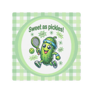 Funny Cute Sweet as Pickles Pickleball Metal Print