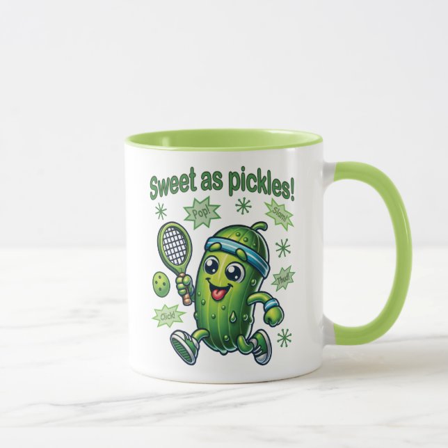 Funny Cute Sweet as Pickles Pickleball Mug (Right)