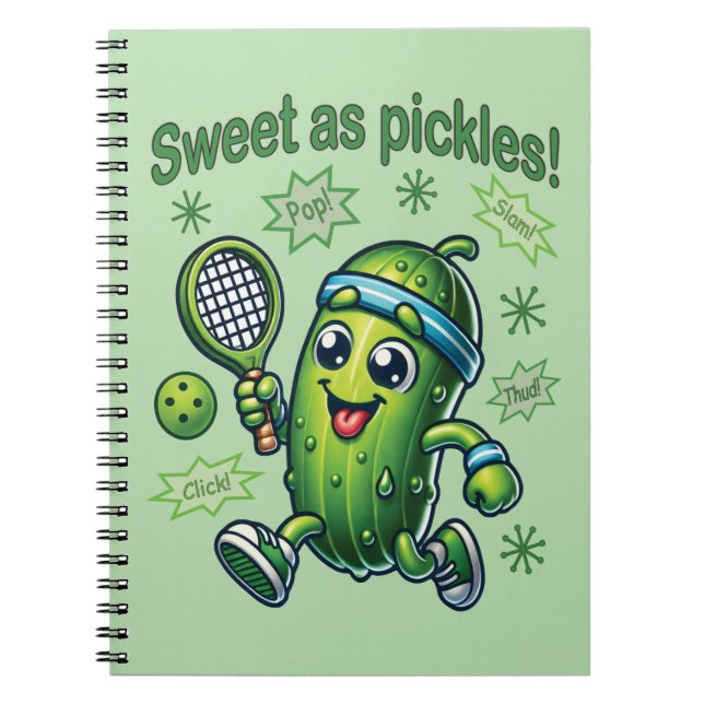 Funny Cute Sweet as Pickles Pickleball Notebook (Front)