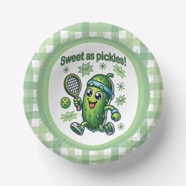 Funny Cute Sweet as Pickles Pickleball Paper Bowls (Front)