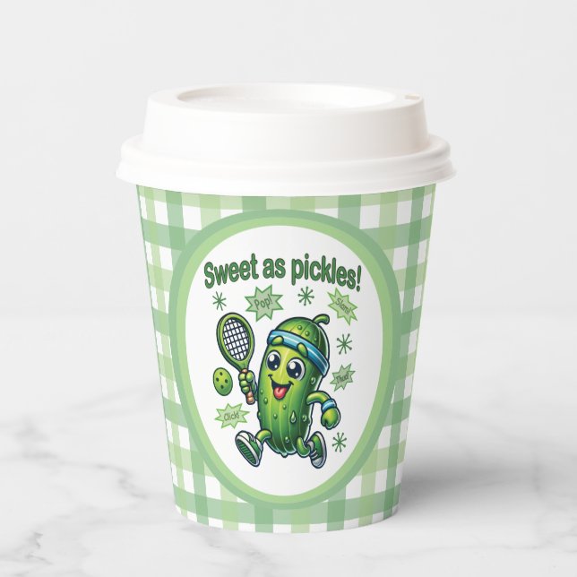 Funny Cute Sweet as Pickles Pickleball Paper Cups (Front)