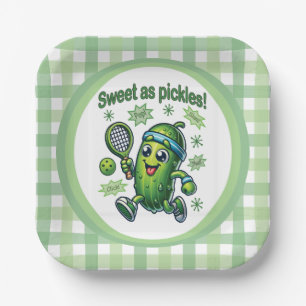 Funny Cute Sweet as Pickles Pickleball Paper Plates