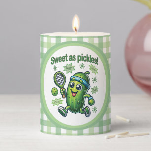 Funny Cute Sweet as Pickles Pickleball Pillar Candle